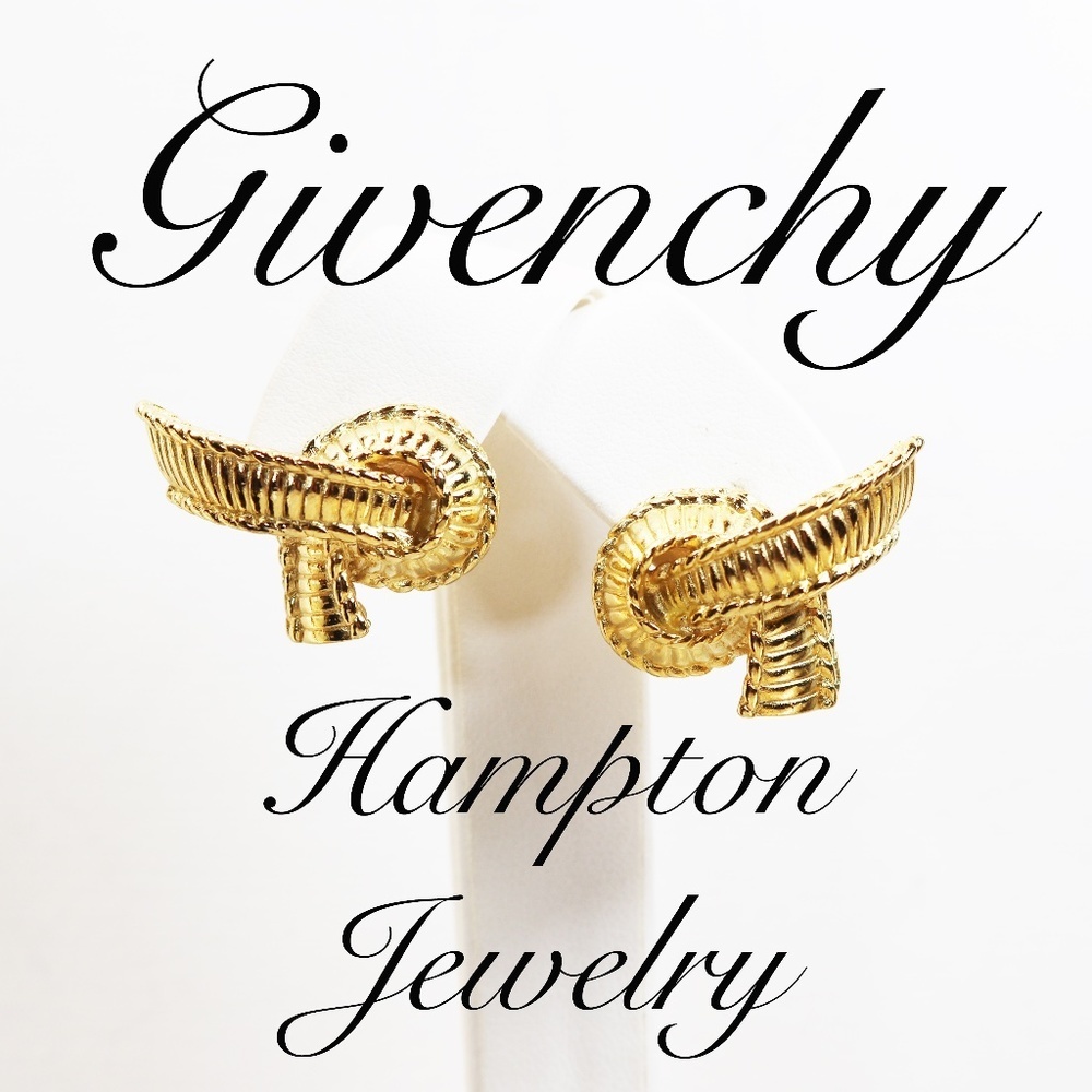 ⚜️ GIVENCHY PARIS NEW YORK "LOVE KNOT" GOLD PLATED BIJOUX PIERCED EARRINGS - Picture 8 of 16